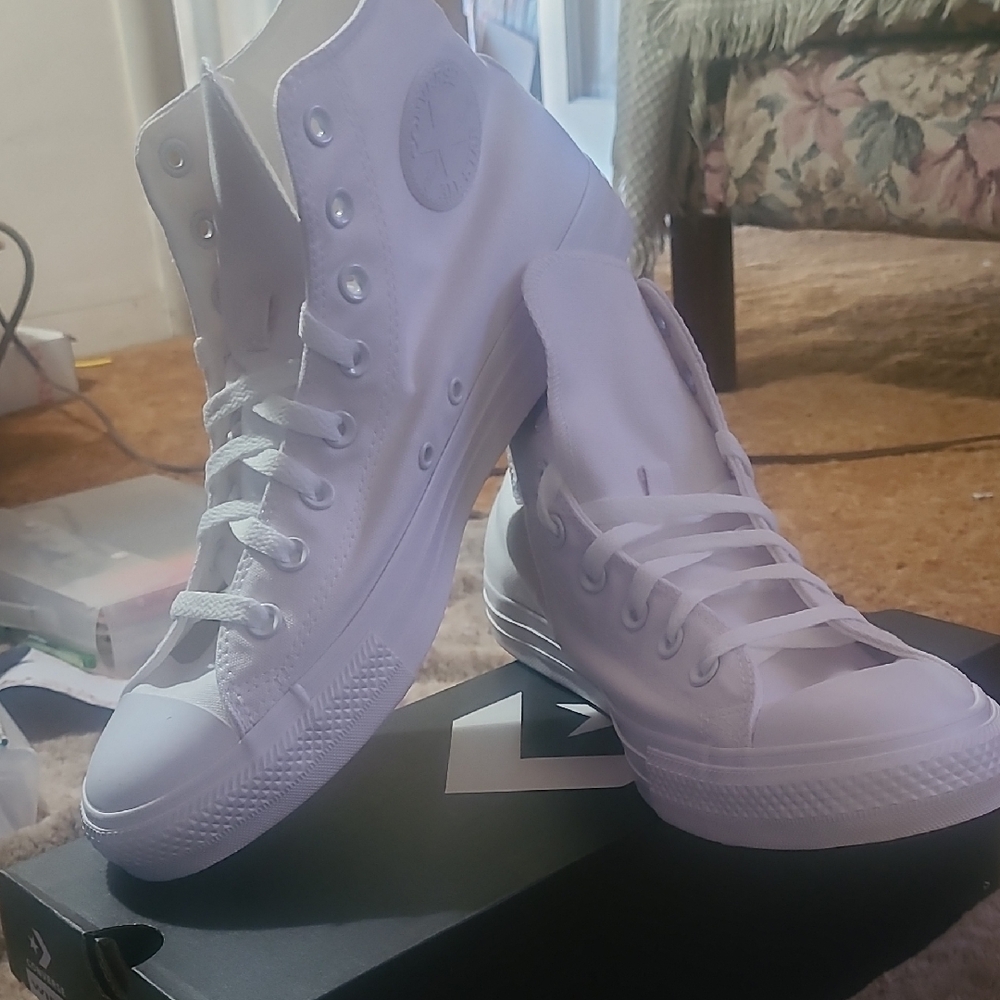 High-Top Canvas Sneakers in White